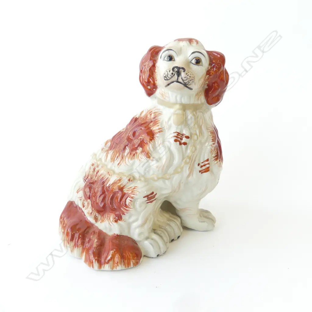 STAFFORDSHIRE STYLE SPANIEL RED & WHITE  H.180mm Image 1++