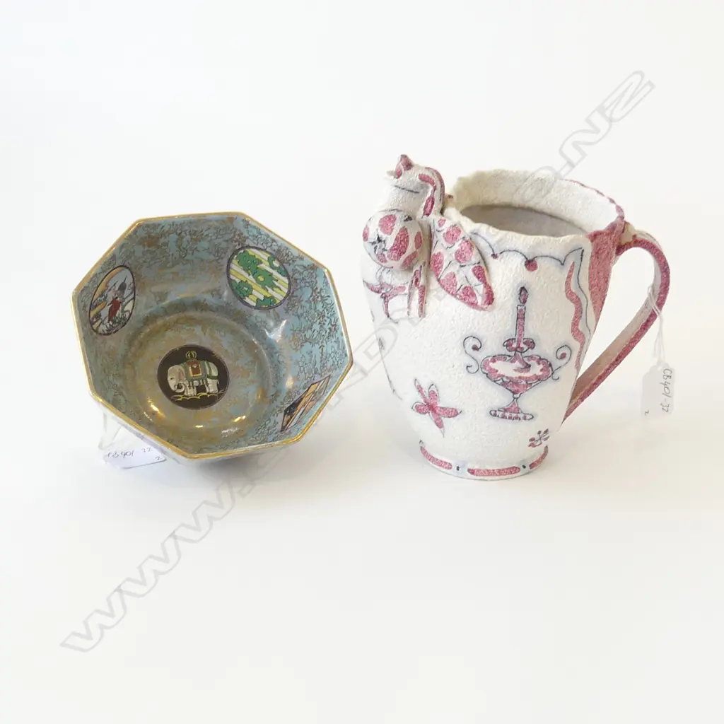 1950S ITALIAN JUG. H.160mm & ENGLISH OCTAGONAL SHAPED BOWL Dia 162mm Image 1++