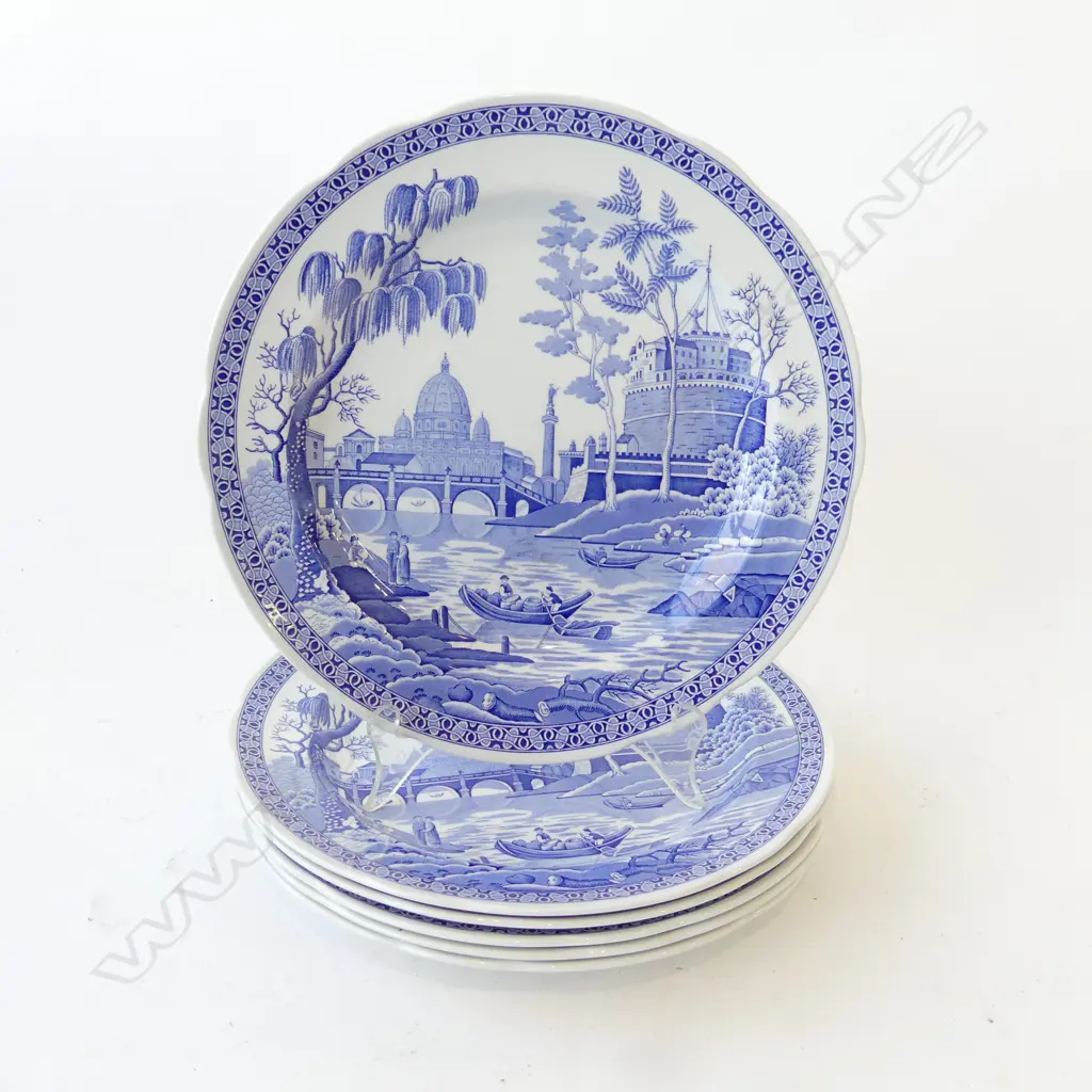 6 SPODE BLUE ROOM COLLECTION DINNER PLATES 'ROME' PATTERN 265mm dia Image 1++