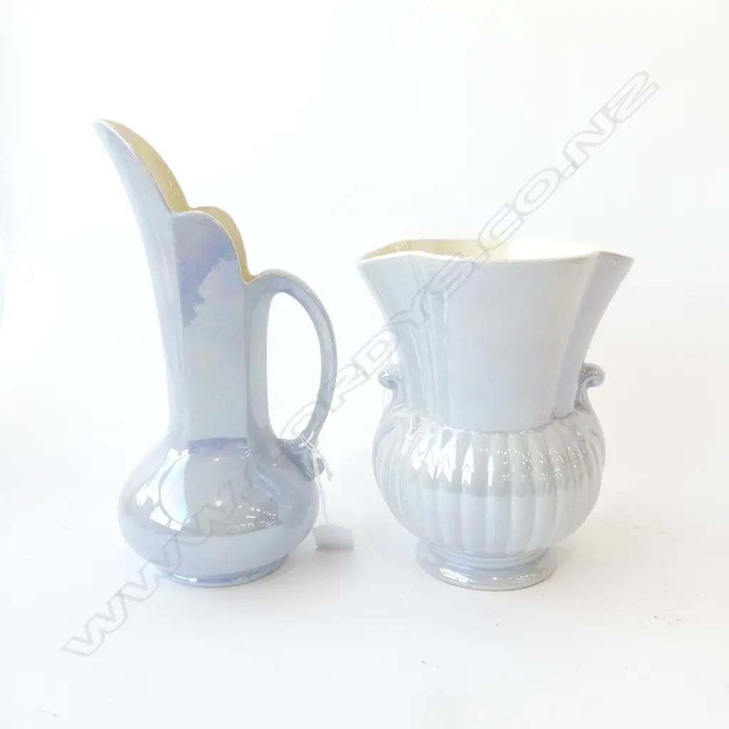 CROWN DEVON GREY LUSTER VASE H180MM & MATCHING JUG H260MM Image 1++