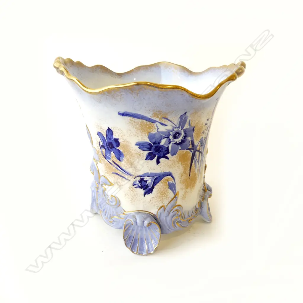 BURLEN DOULTON BLUE & GILT DAFFODIL PLANTER H190MM Image 1++
