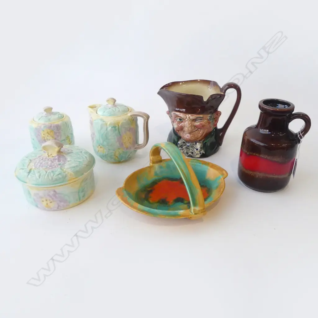 6  CERAMICS; 3 AVON WARE, DECO BASKET, W. GERMAN VASE H.160mm, R. DOULTON 'OLD CHARLEY' Image 1++