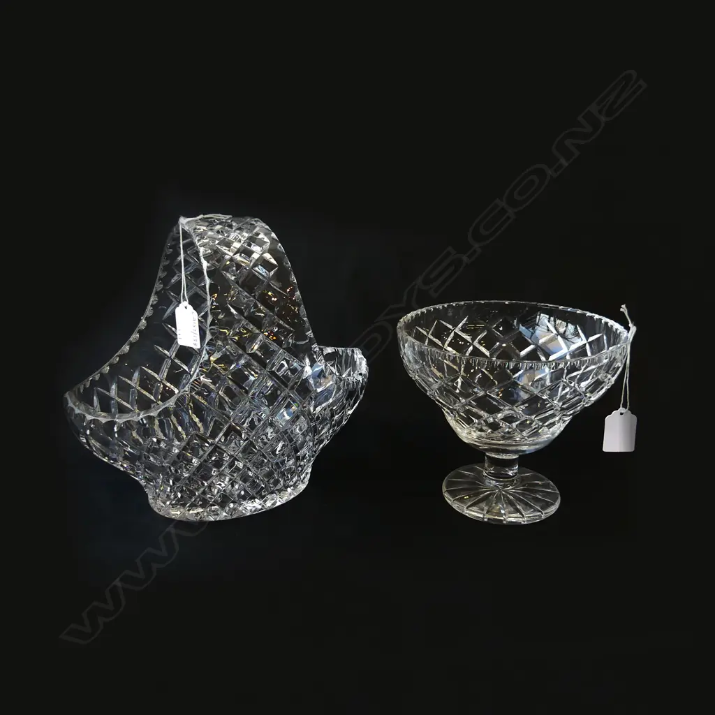 LAMBETH CUT CRYSTAL BASKET H 240MM & STEMMED CRYSTAL BOWL H 150MM Image 1++