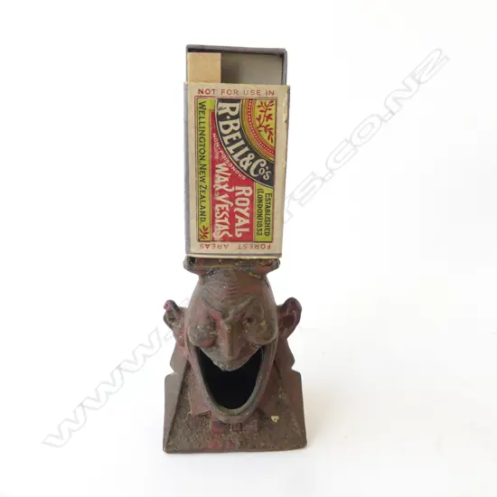 VINTAGE CAST METAL THE JOKER MATCH BOX HOLDER H.110MM