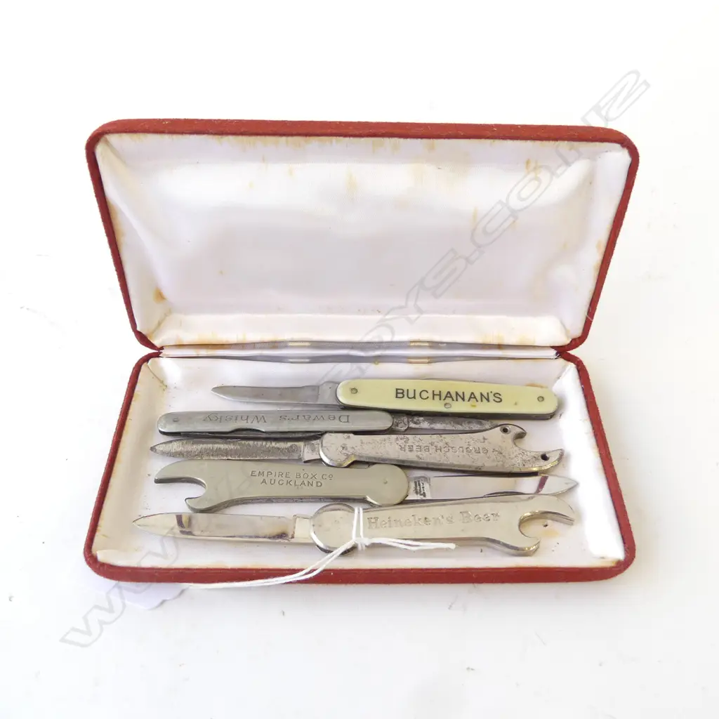 5 POCKET KNIVES w. ALCOHOL ADVERTISEMENTS  Image 1++