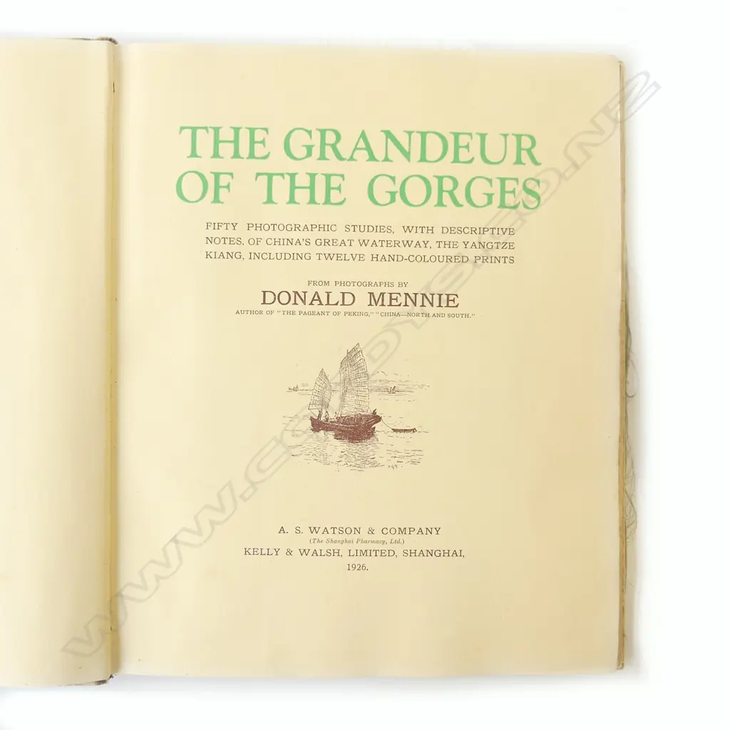 SILK COVERED  CHINESE BOOK OF OLD PHOTO LITHOS , 'THE GRANDEUR OF THE GORGES' BY DONALD MENNIE,PUB 1926, NOTE; FORMER OW Image 1++