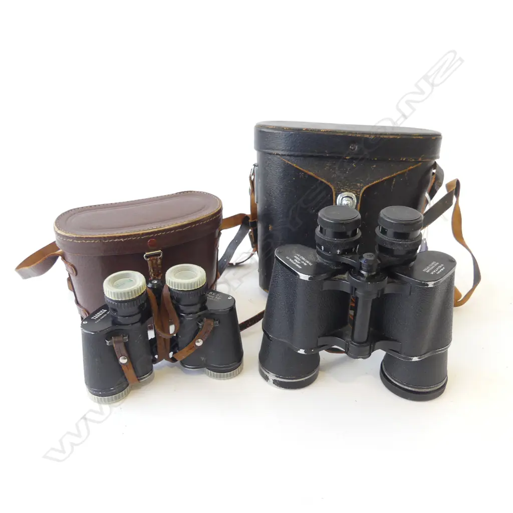 2 PRS VINTAGE CASED BINOCULARS DIFFERT SIZES H140 & 200MM Image 1++