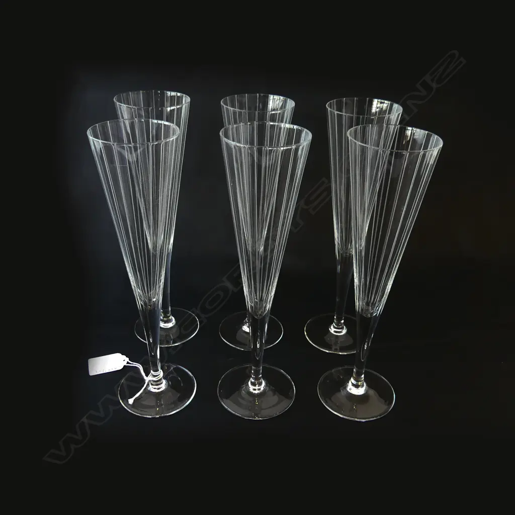 SET OF 6 ETCHED CHAMPAGNE FLUTES H235MM Image 1++