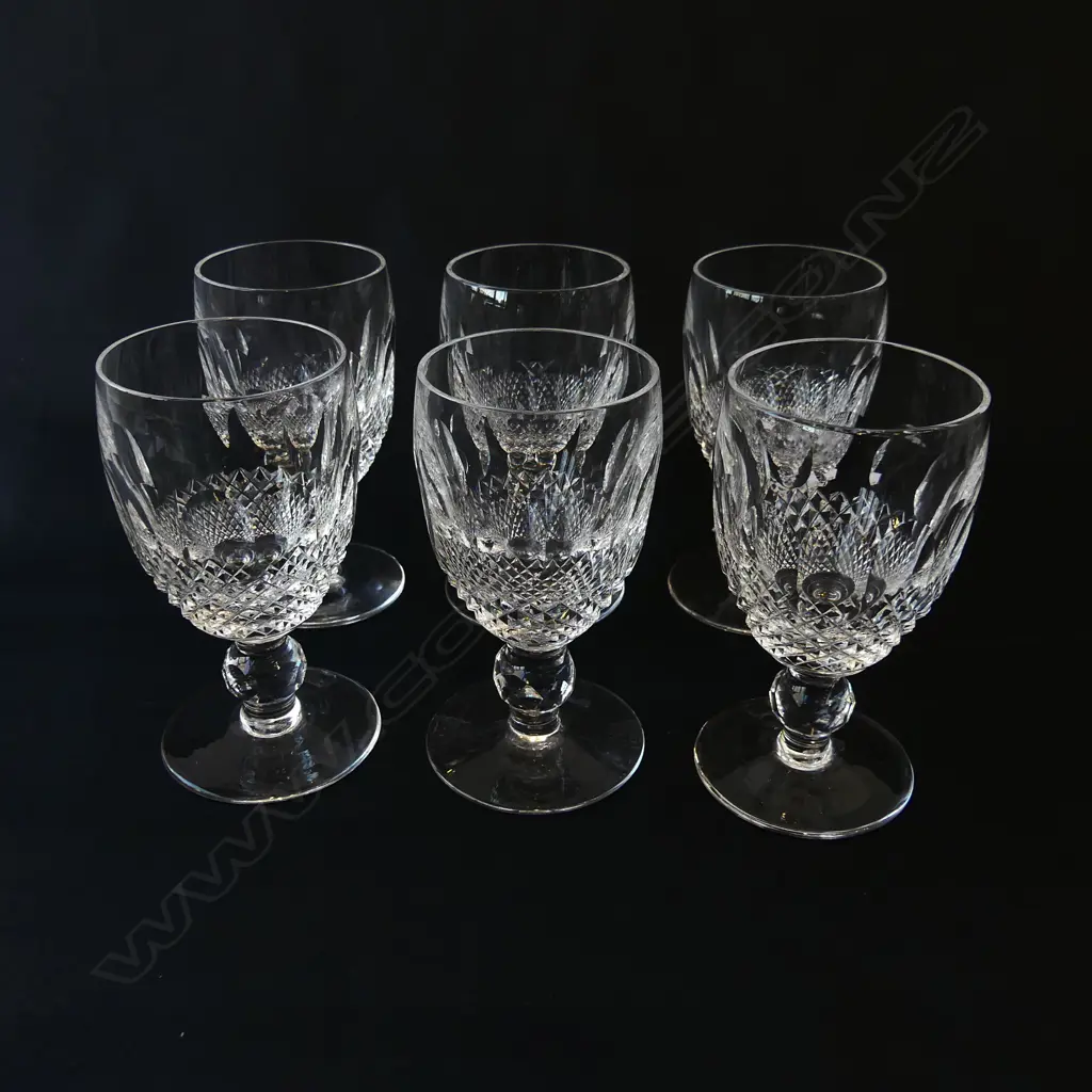 WATERFORD ‘COLLEEN’ SET OF 6 VINTAGE CUT CRYSTAL WHITE WINE GLASSES, H.112MM Image 1++