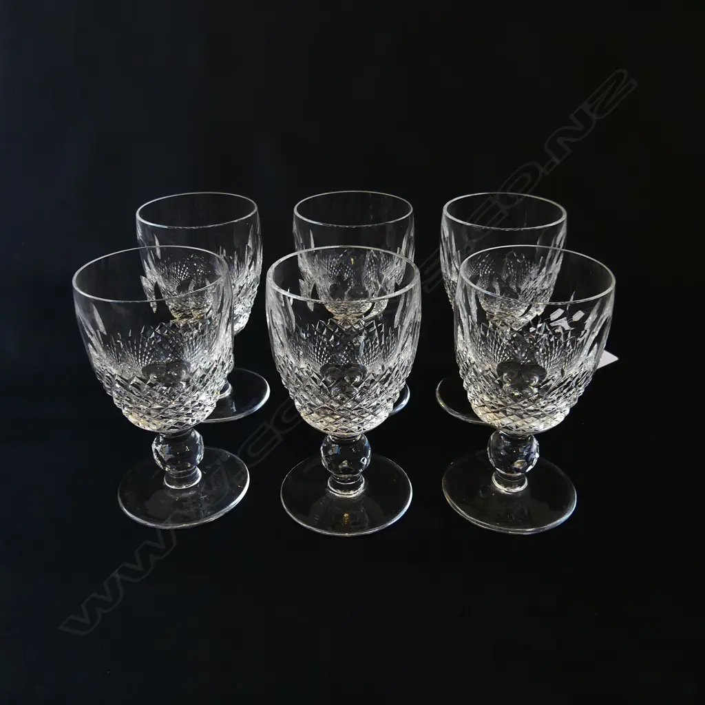 WATERFORD ‘COLLEEN’ SET OF 6 VINTAGE CUT CRYSTAL PORT WINE GLASSES, H.100MM Image 1++