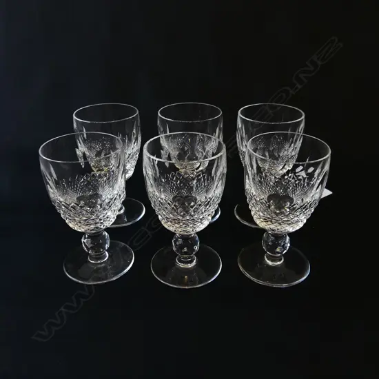 WATERFORD ‘COLLEEN’ SET OF 6 VINTAGE CUT CRYSTAL PORT WINE GLASSES, H.100MM