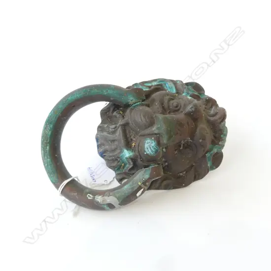 VINTAGE CAST BRONZE LION HEAD DOOR KNOCKER L.160MM