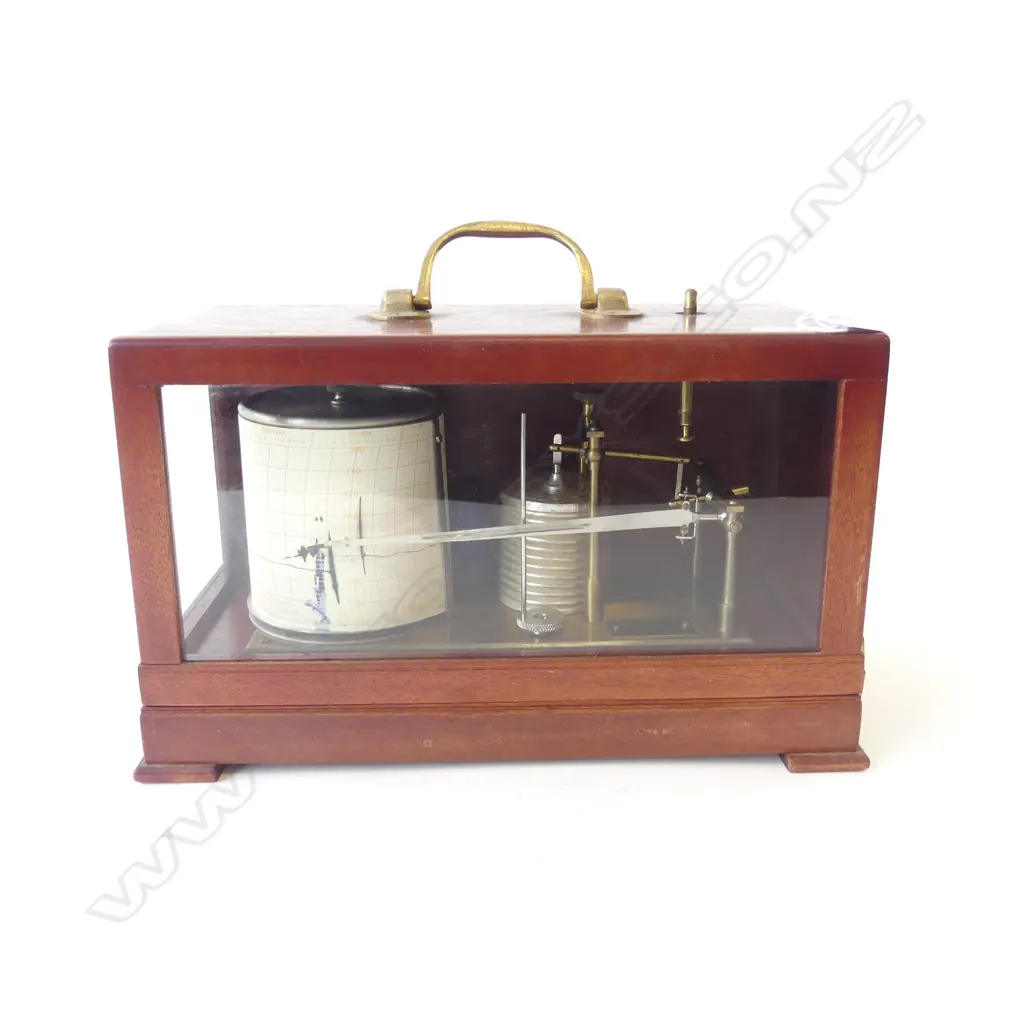 VINTAGE BAROGRAPH BY CASELLA LONDON UK MAHOGANY CASED, L.305MM, H.190MM Image 1++
