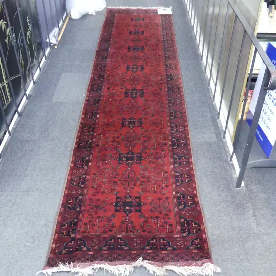 HAND KNOTTED ALL WOOL AFGHANI ANDKHOY TURKOMAN RUNNER 3750x990mm