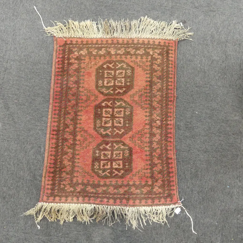 HAND KNOTTED ALL WOOL AFGHAN RUG 1040x790mm Image 1++