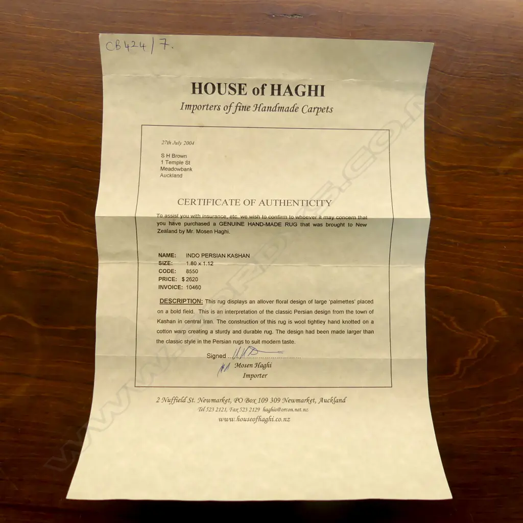 HAND KNOTTED WOOL PILE INDO PERSIAN KASHAN RUG, GREEN GROUND, 1800x1120mm Image 1++