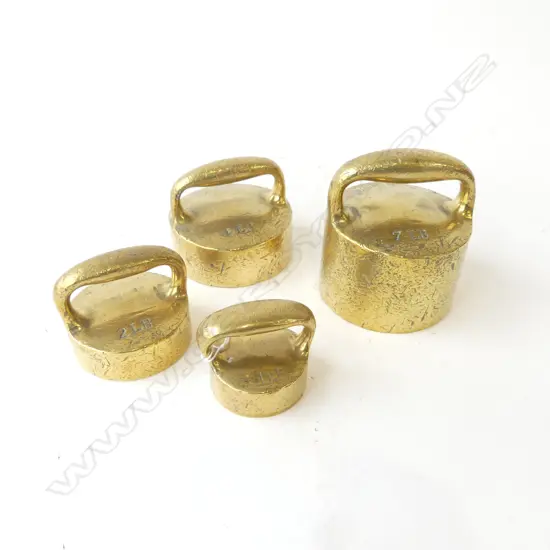 4 BRASS WEIGHTS; 1, 2, 4, 7 lbs
