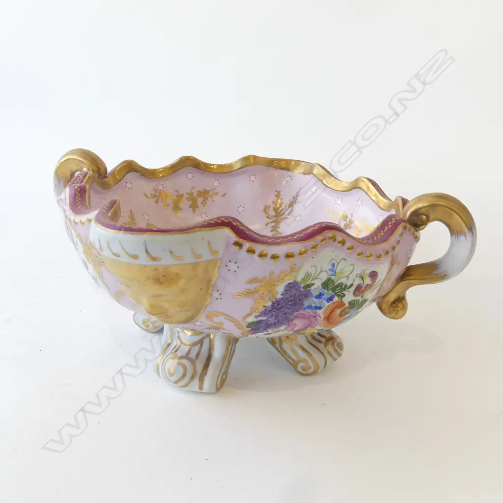 LG HAND PAINTED DOUBLE HANDLED BOWL 365x400x170mm Image 1++