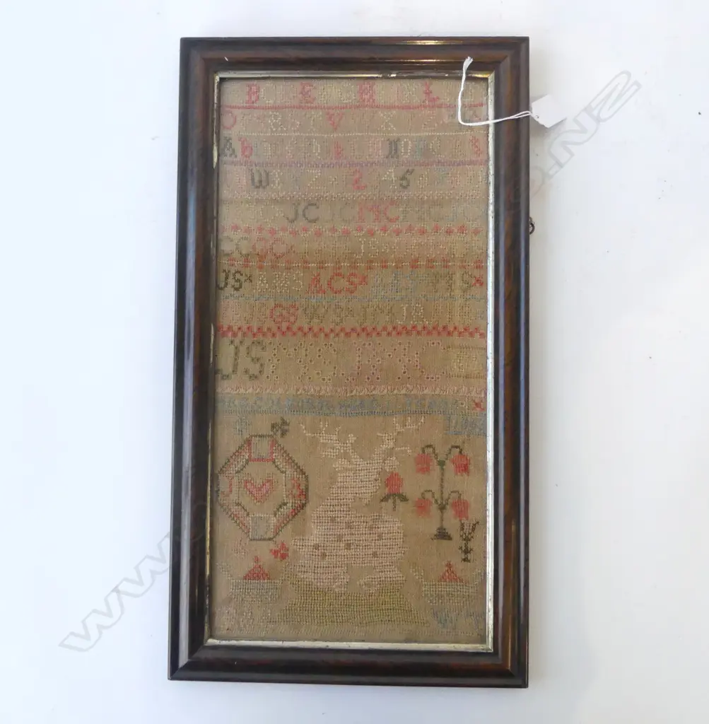 19thC SAMPLER; HRG COLBURN 1863 445x210mm Image 1++