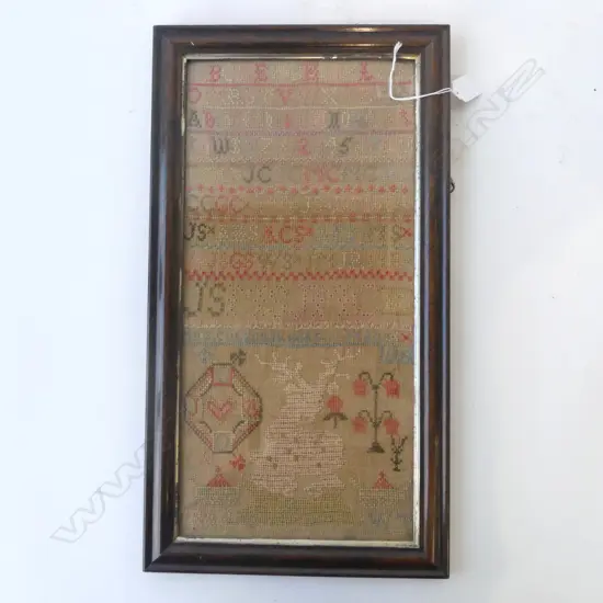 19thC SAMPLER; HRG COLBURN 1863 445x210mm