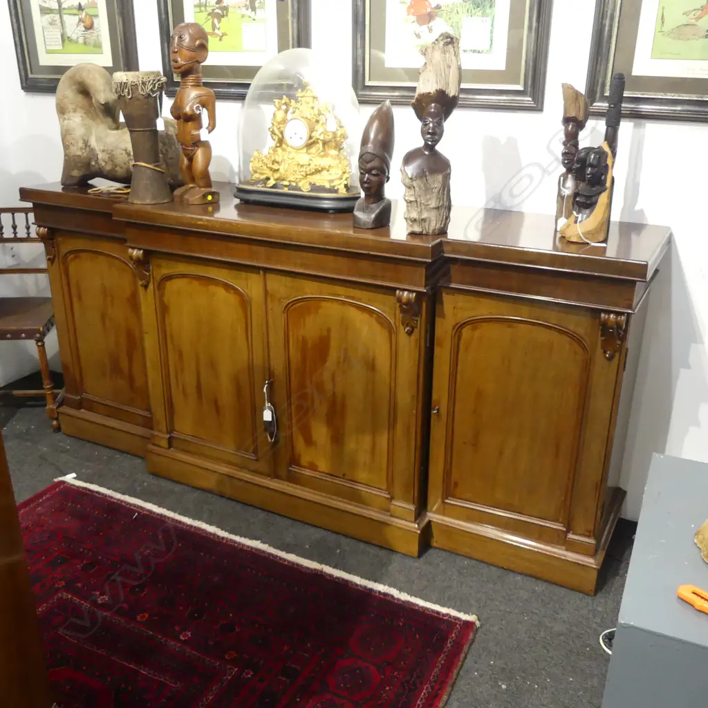 VICTORIAN MAHOGANY BREAK FRONT SIDE BOARD 2110x545x985mm Image 1++
