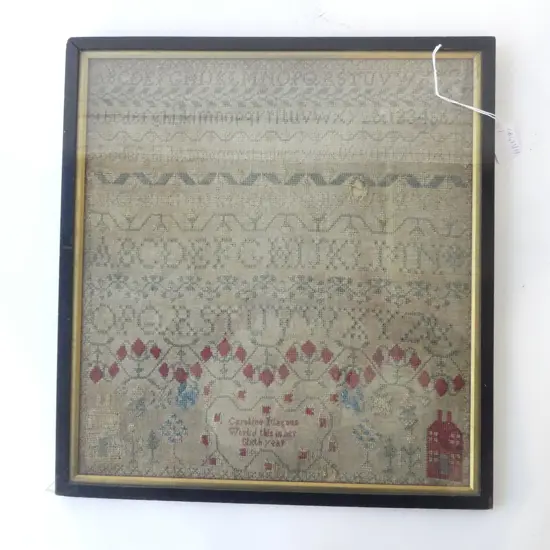 19thC SAMPLER; CAROLINE MAGNUS 395x365mm