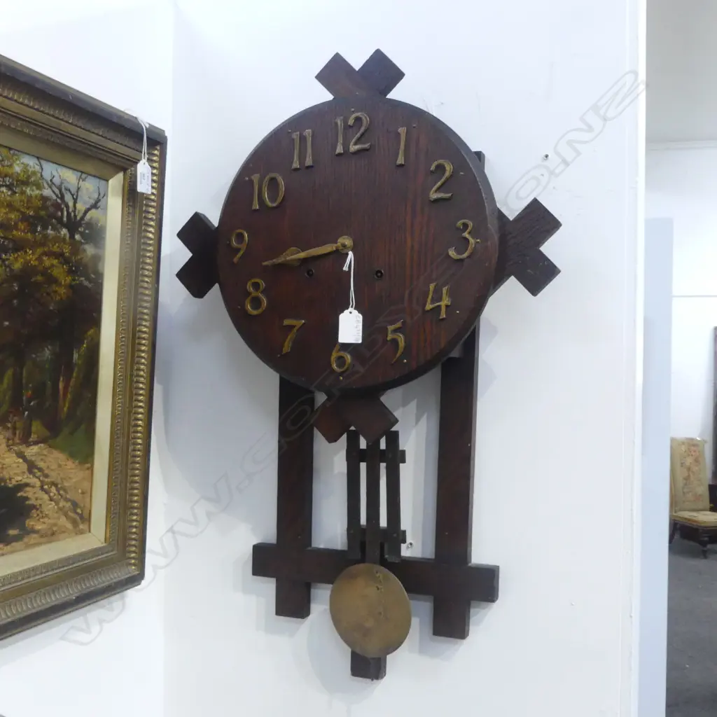 OAK ARTS & CRAFTS WALL CLOCK H.700mm Image 1++