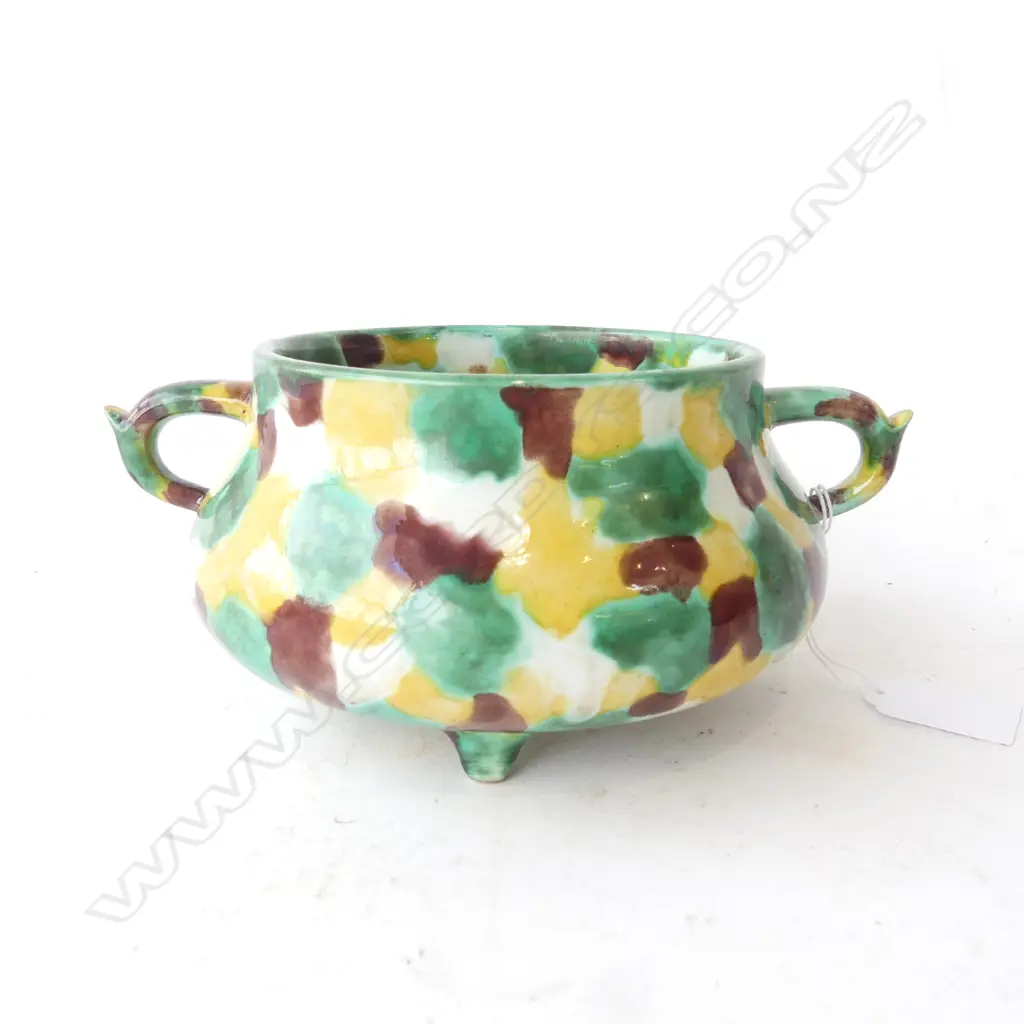 CHINESE POT 'EGG & SPINACH' GLAZE 150mm dia Image 1++