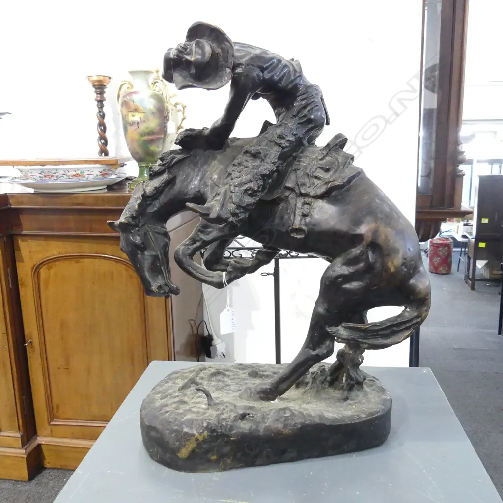 BRONZE AFTER REMINGTON 'THE RATTLESNAKE' H.510mm Image 1++