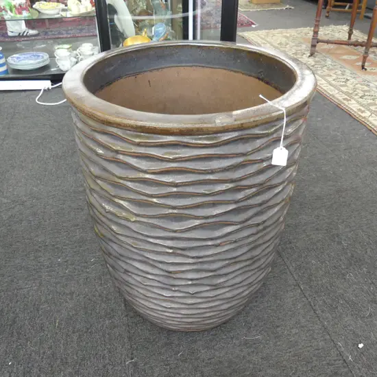 LG GREY GLAZED GARDEN PLANTER H.640mm, 500mm dia