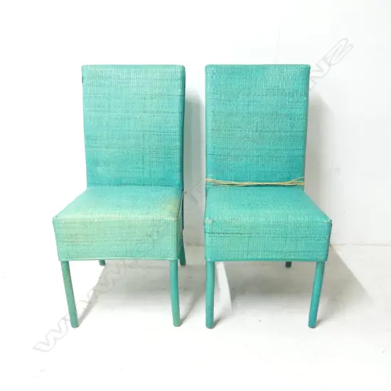 PR GREEN PAINTED CANE CHAIRS