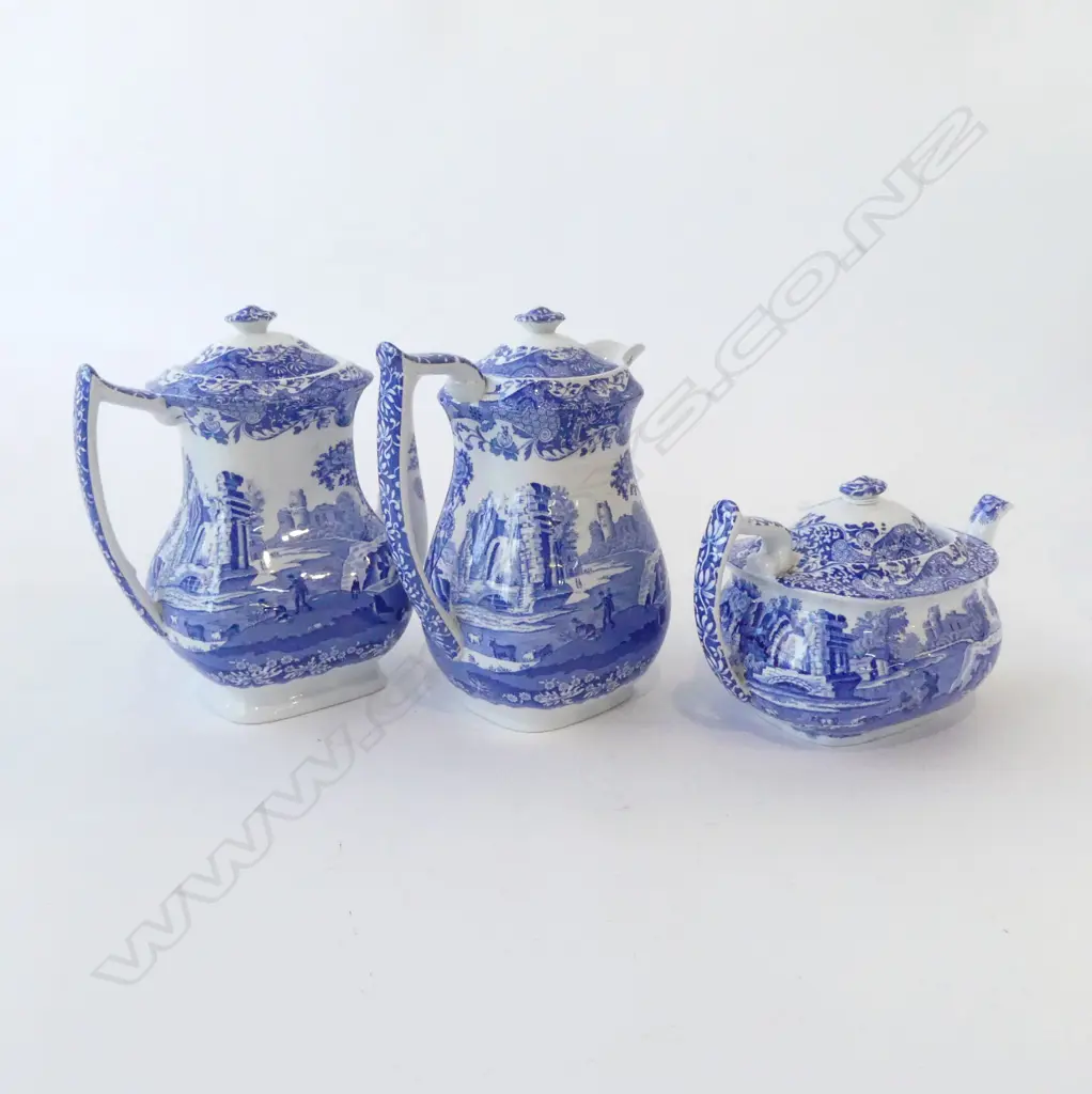 COPELAND SPODE ITALIAN PATTERN TEA POT, COFFEE POT, HOT WATER POT MILK JUG H.190mm & SMALL JUG Image 1++