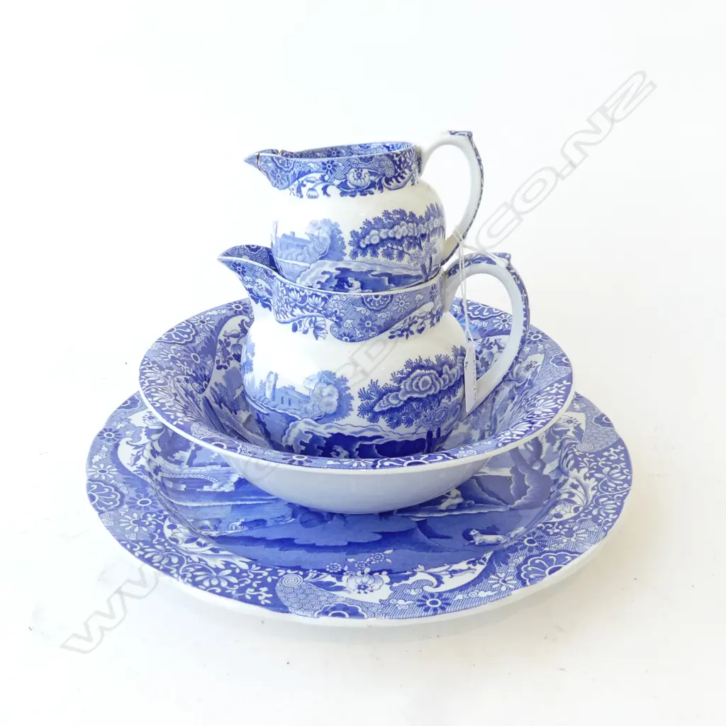 COPELAND SPODE ITALIAN PATTERN BOWL 240mm dia, LG PLATE 315mm dia & 2 JUGS (1 SPOUT AF) Image 1++