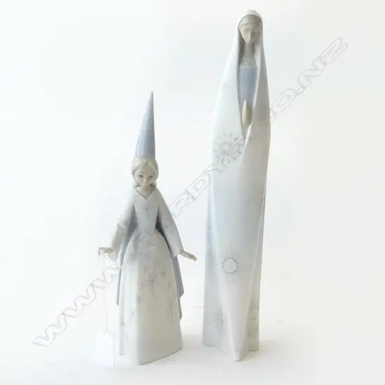 2 PCES LLADRO; VIRGIN MARY H.350mm, WIZARD H.275mm