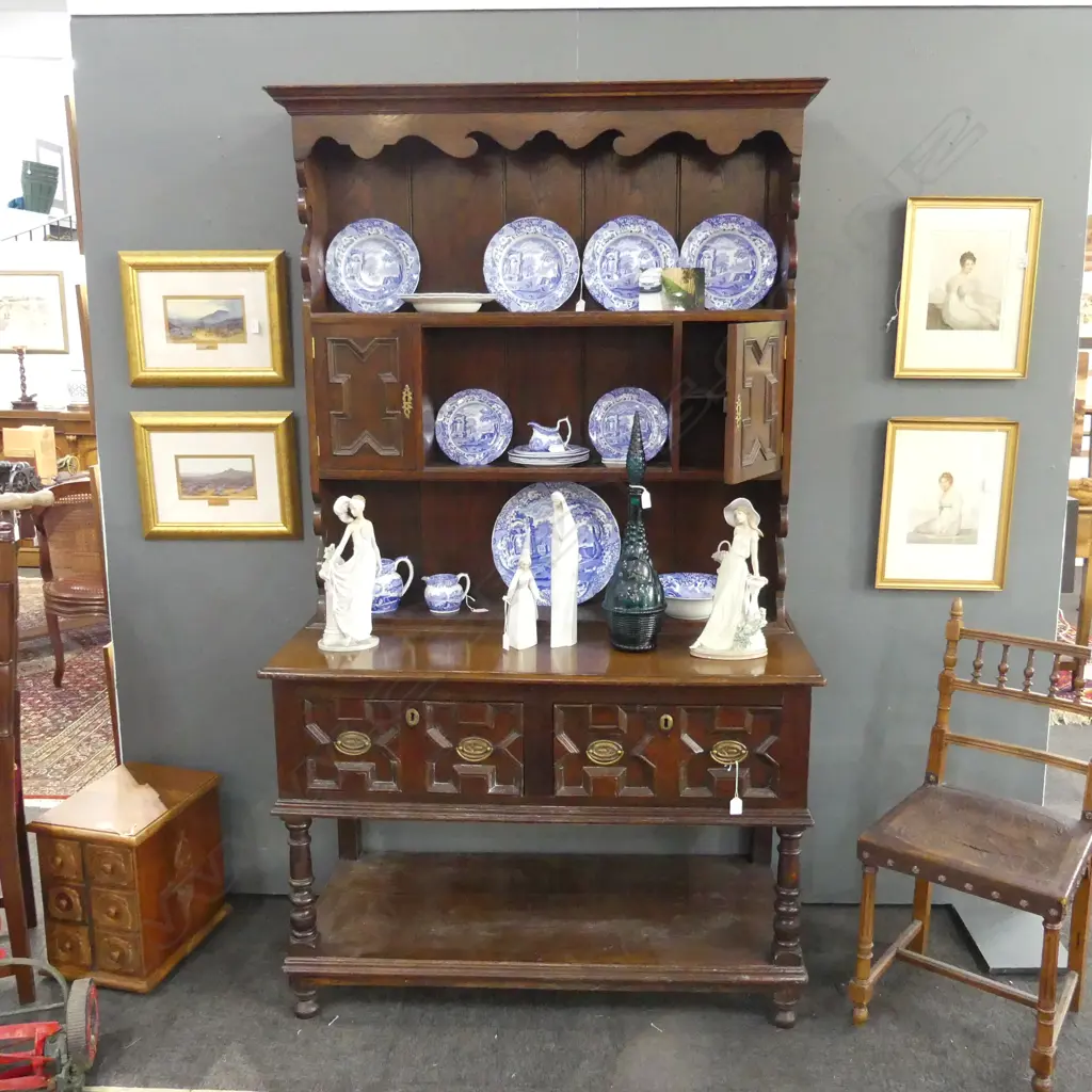 ANTIQUE OAK ENGLISH KITCHEN DRESSER  H.2030MM W.1160MM Image 1++