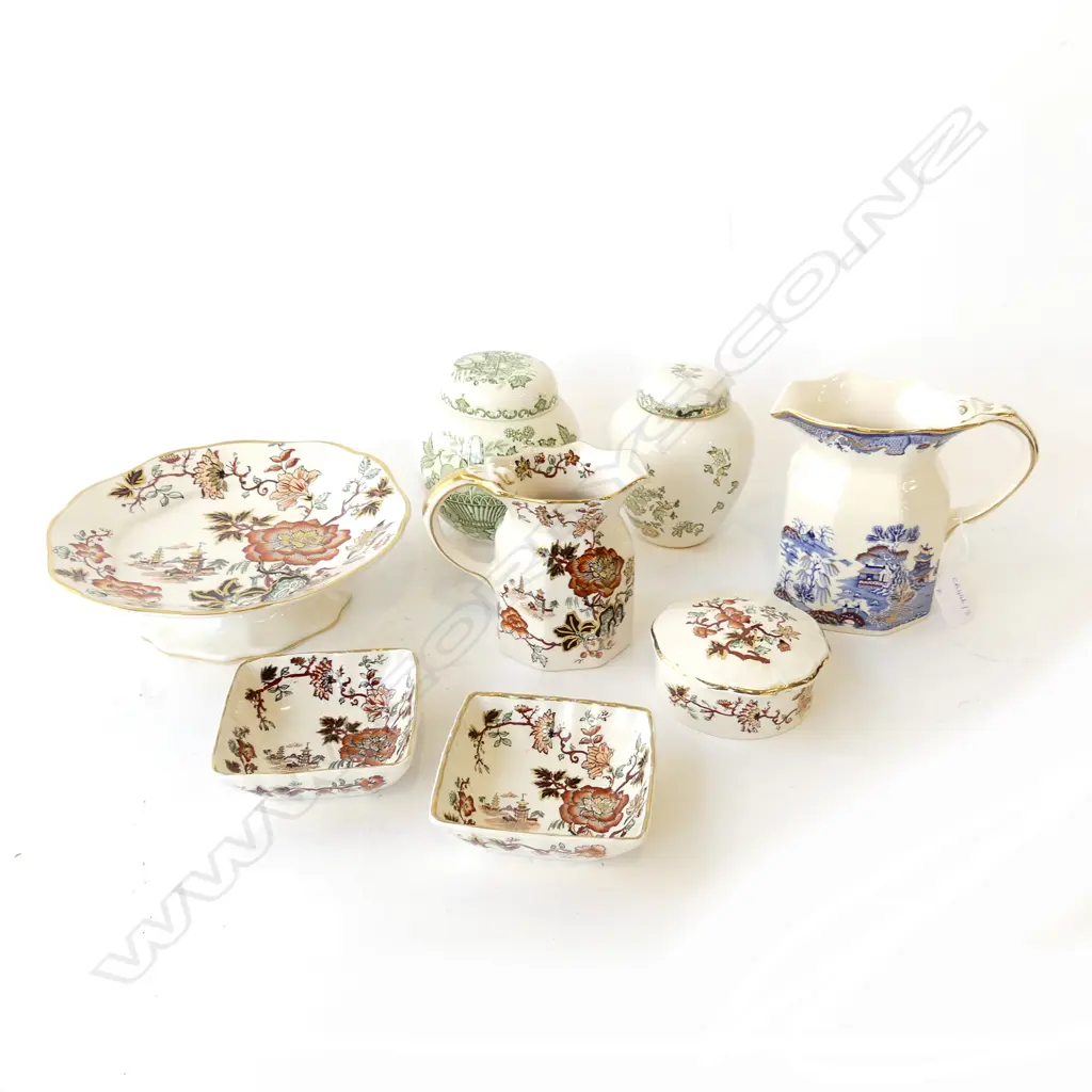 8 PCES MASONS; 2 JUGS, 2 LIDDED GINGER JARS, 4 OTHER Image 1++