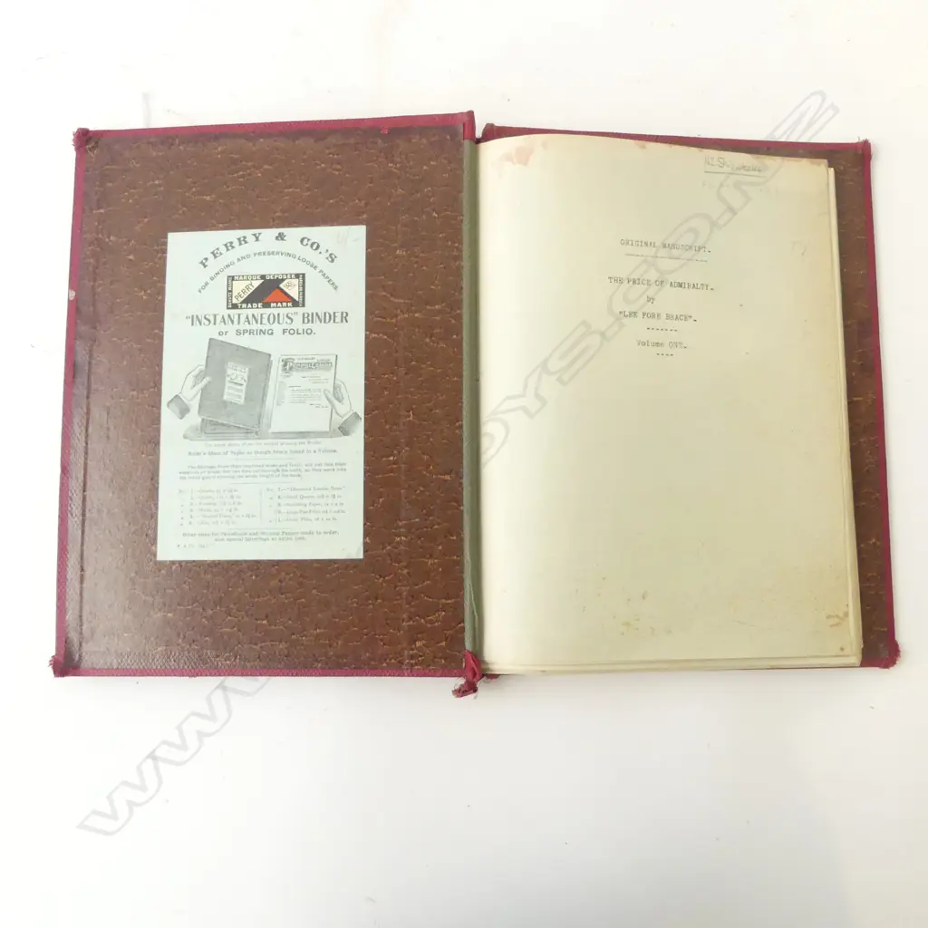 ORIGINAL MANUSCRIPT ON NZ SHIPWRECKS 'THE PRICE OF ADMIRALTY' BY LEE FORE BRACE Image 1++