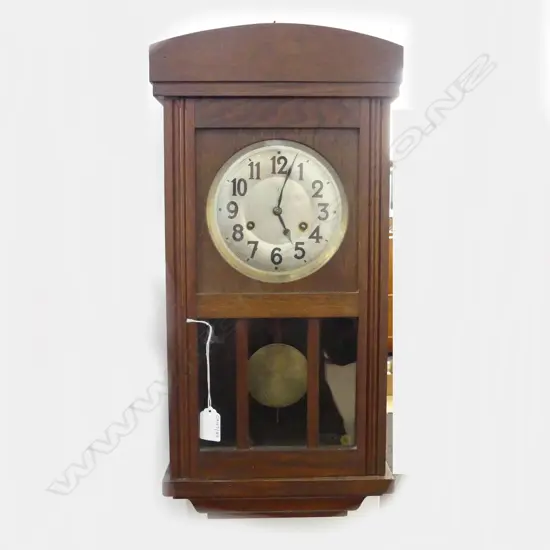 VINTAGE OAK CASED WALL CLOCK J UNGHANS MAKER H540MM