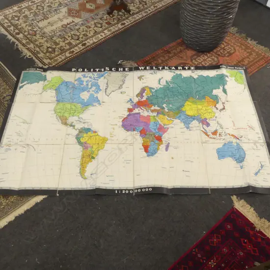 GERMAN WWII ERA WORLD MAP 'POLITISCHE WELTKARTE' 1200x2070mm