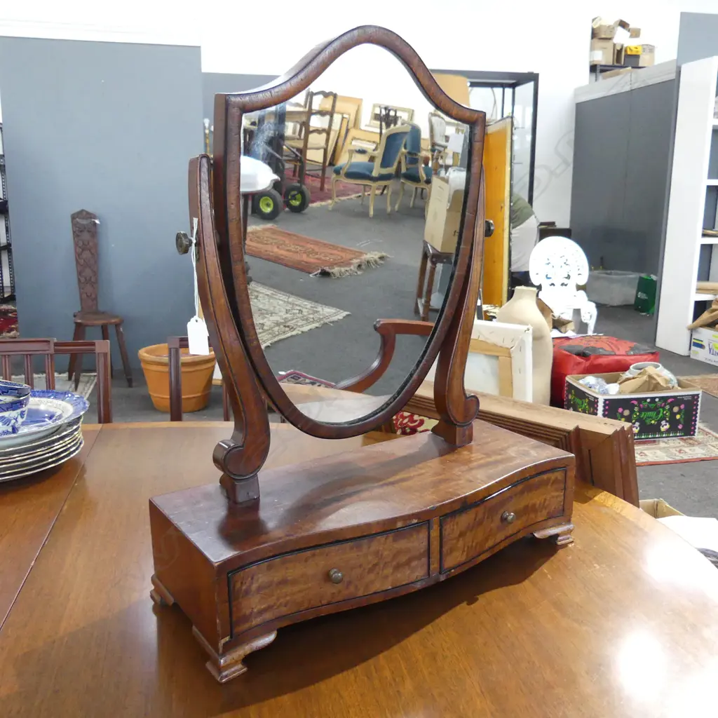 ANTIQUE MAHOGANY TOILET MIRROR H.570mm Image 1++