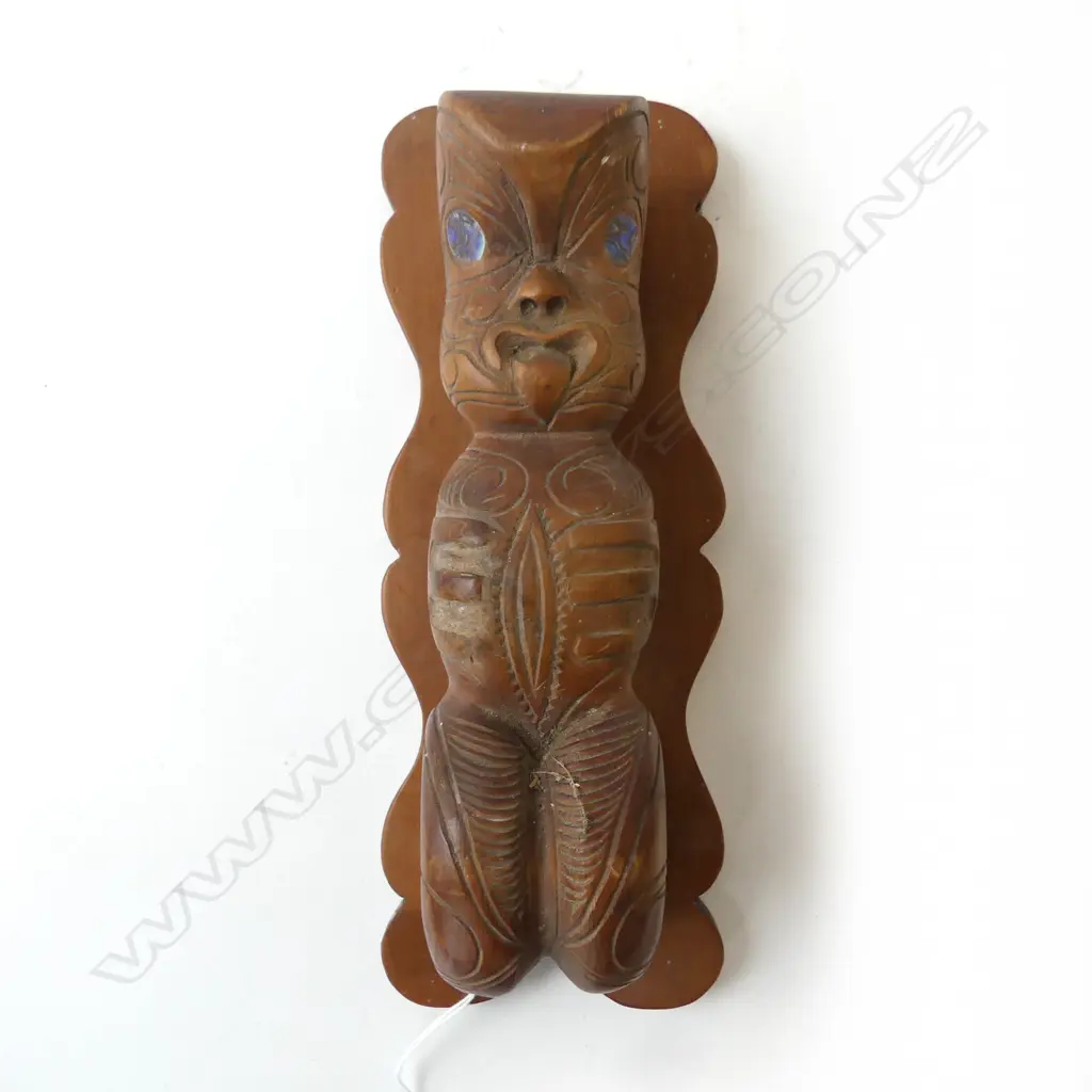 CARVED WOODEN MAORI DOOR KNOCKER H.240mm Image 1++