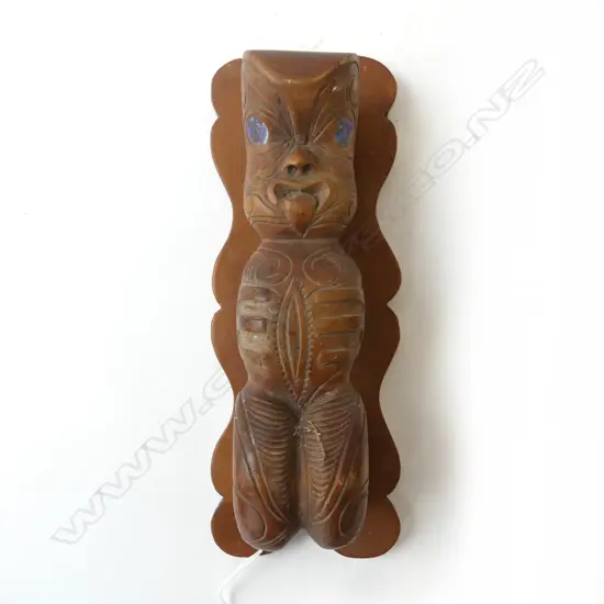CARVED WOODEN MAORI DOOR KNOCKER H.240mm