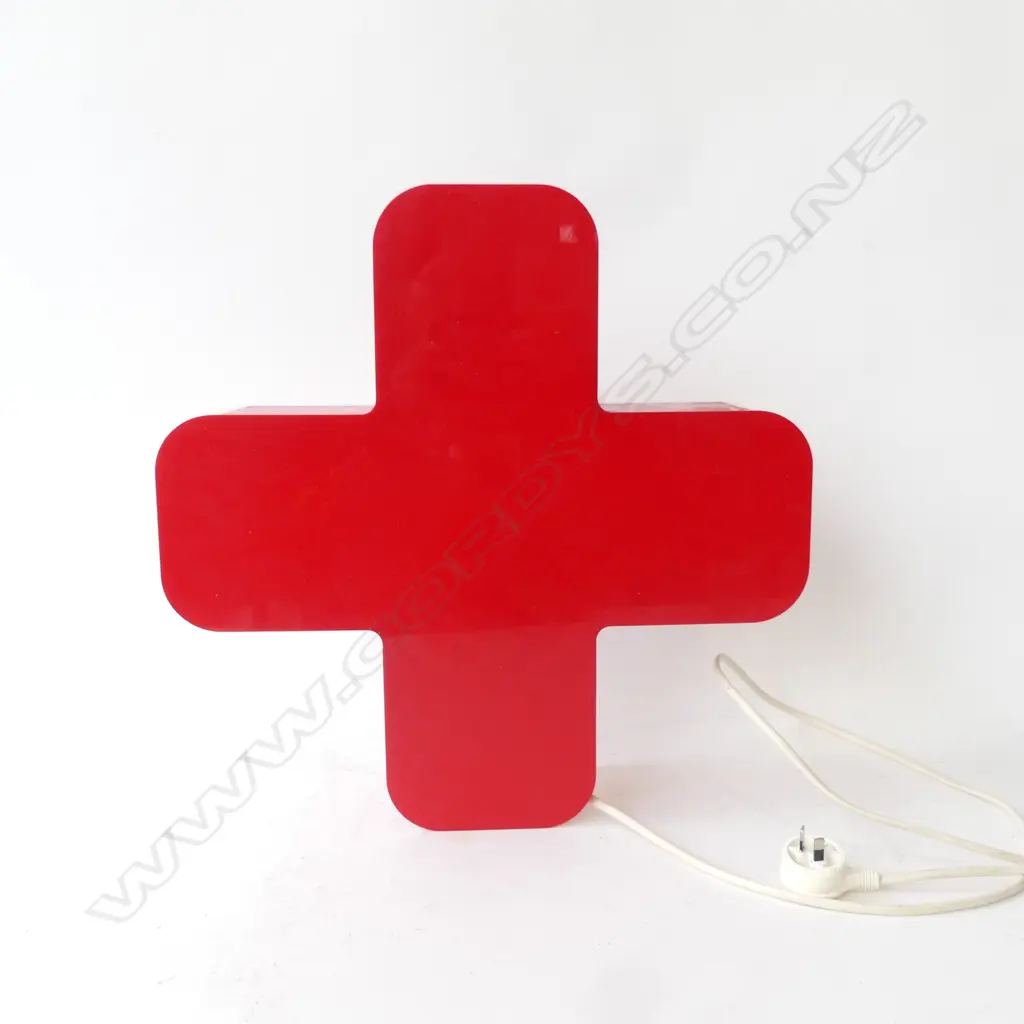RED ACRYLIC CROSS LIGHT FITTING H.450mm Image 1++