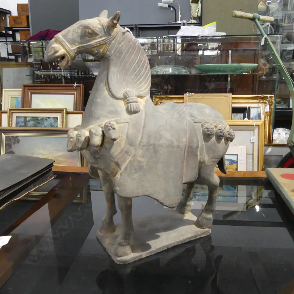 CHINESE TERRACOTTA HORSE (repairs) H.410mm Image 1++