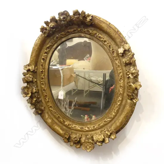 OVAL GILT FRAMED MIRROR 540x480mm