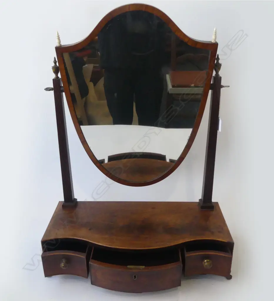 ANTIQUE MAHOGANY TOILET MIRROR H.650mm Image 1++