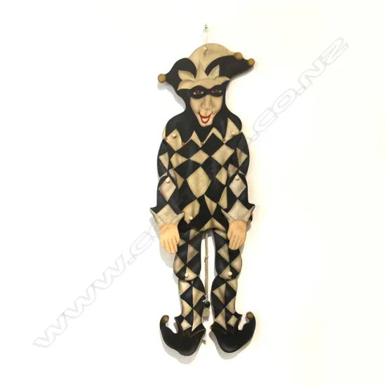 PAINTED WOODEN ARTICULATED HARLEQUIN H.785mm