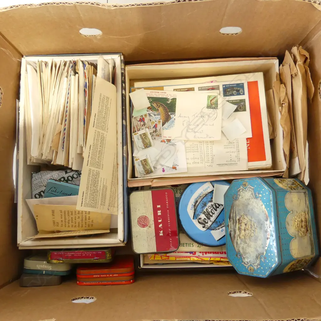 STAMP COLLECTION SOME IN TINS Image 1++
