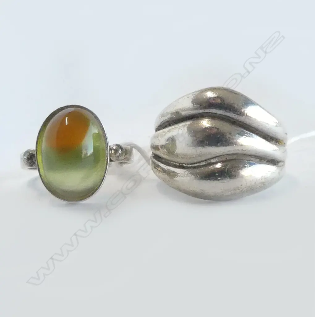 2 SILVER DESIGNER RINGS size N plain ring size M other Image 1++