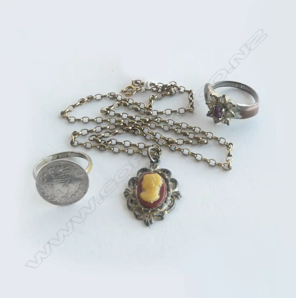 2 RINGS + 9CT CHAIN, L.460mm, 4.8gms Image 1++